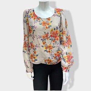 ONE‎ Clothing Chiffon Floral Long Sleeve Blouse
